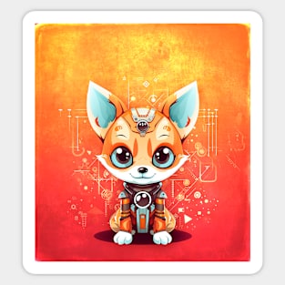 Futuristic Cute Red Fox Sticker